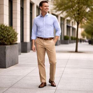 GAP Straight Fit Khaki Pants 33x34 Tan Chino Stretch “Gap for Good”